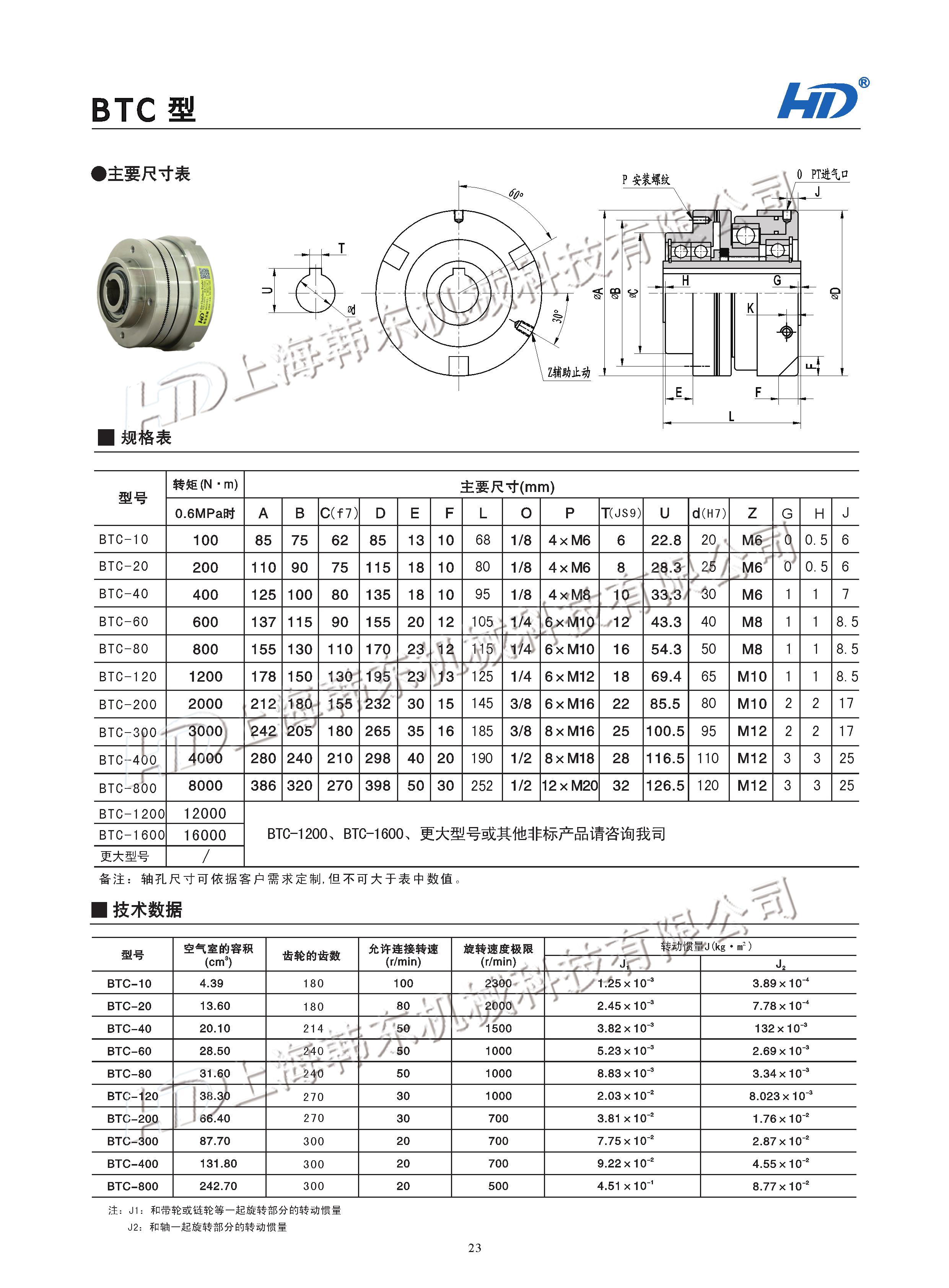氣動(dòng)齒形離合器型號參數(shù)
